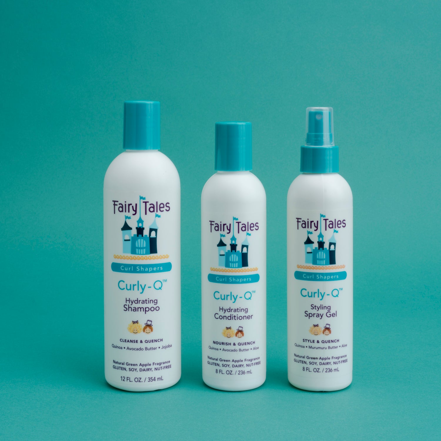 Fairy Tales Curly Q Daily Kids Shampoo, Conditioner, Spray for Curly H