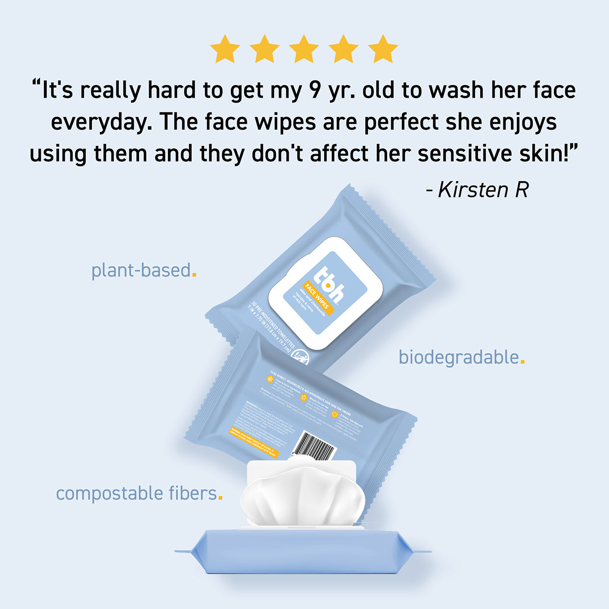 tbh® kids gentle facial wipes