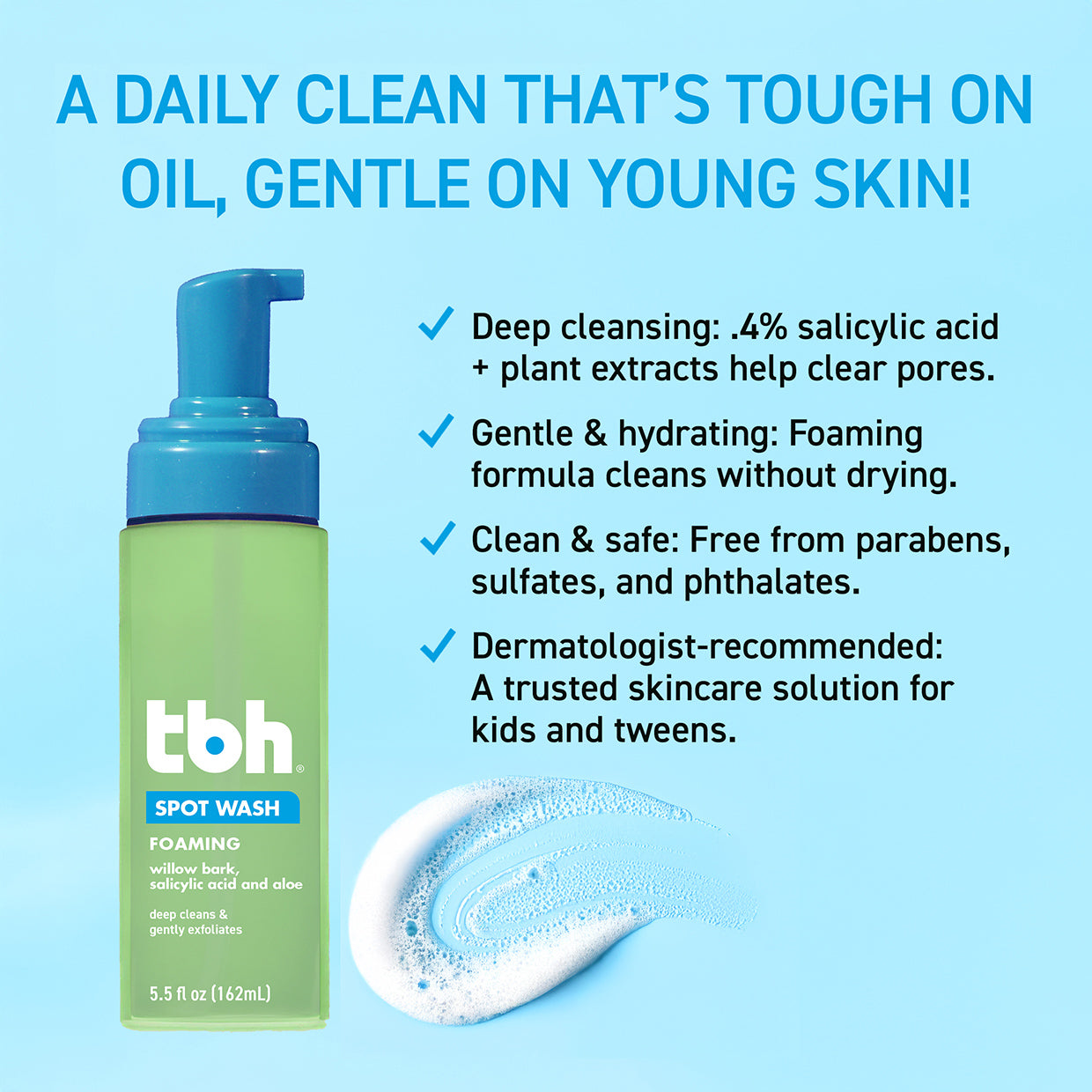 tbh® kids spot foaming face wash